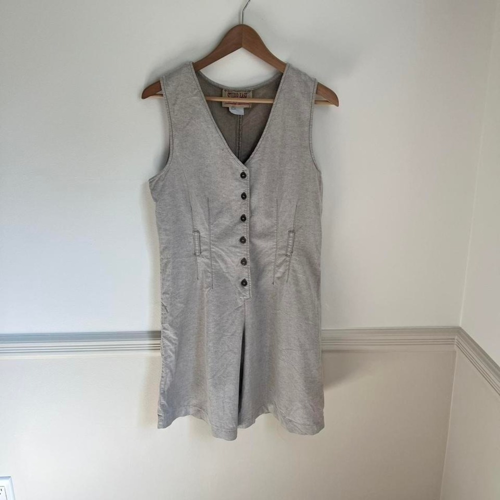 Vintage 80s 90s Cotton Neutral‎ Button Romper